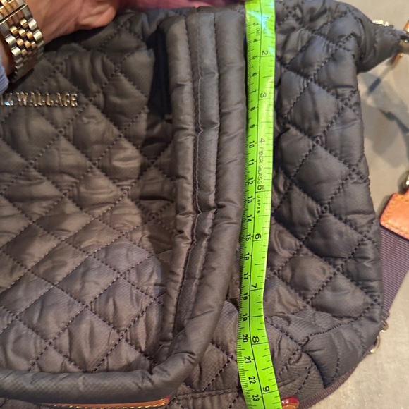MZ Wallace Quilted Charcoal/Slate and Brown Bag - Picture 6 of 6